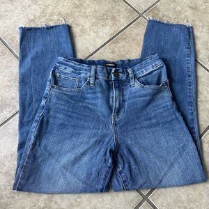 Express Straight Ankle High Rise Jeans Small Reg 0 2 4 Ultra Hyper Stretch Blue